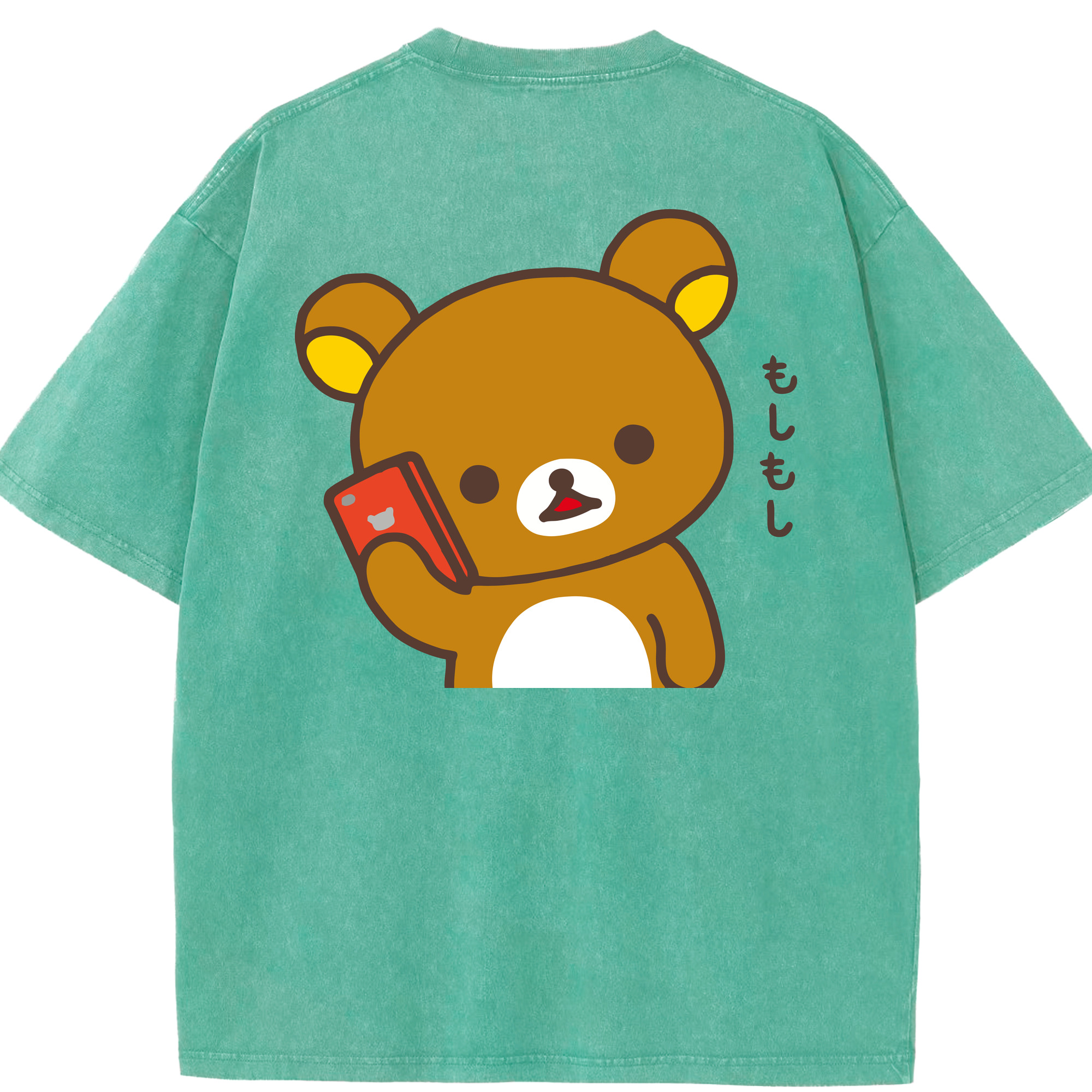 （画像用） リラックマ リラックマ キイロイトリ Rilakkuma Korilakkuma Kiiroitori 綿100% ヴィンテージ風 半袖Tシャツ（背面プリント）